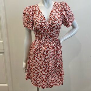 MADEWELL Packed Picnic Wrap Dress Daisy Print Burnt Orange & Cream Floral Dress
